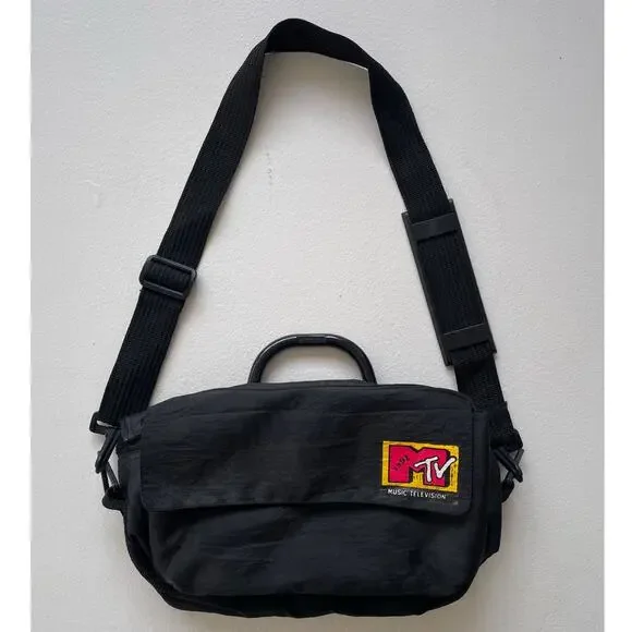 Vtg 1991 MTV Logo Small Shoulder Bag / Nylon Rare Music Awards Television 1990s